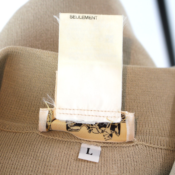 Hermes Suede Tan Knit Cotton Button Up Collared Polo Shirt L Short Sleeve Top - Picture 7 of 7